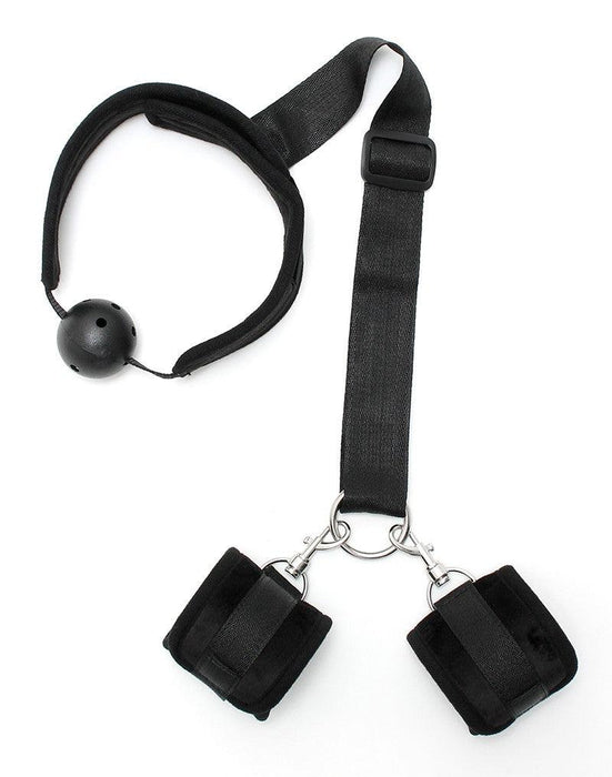 Rimba - Bondageset - Mondknevel - Boeien - Velcro - Zwart - Diameter Gag 45 mm -Laced-up.nl