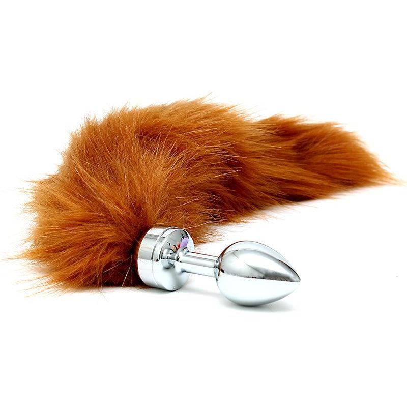 Rimba - Buttplug RVS Klein Met Vossenstaart - Bruin-Laced-up.nl