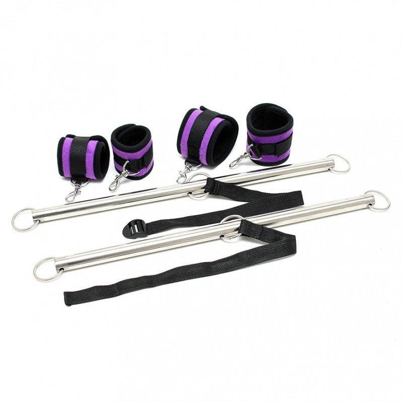 Rimba - Dubbele Spreader Bar Met Zachte Boeien - Paars/Zwart-Laced-up.nl