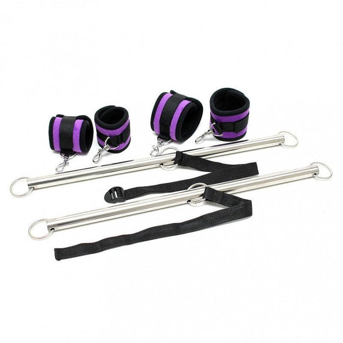 Rimba - Dubbele Spreader Bar Met Zachte Boeien - Paars/Zwart-Laced-up.nl