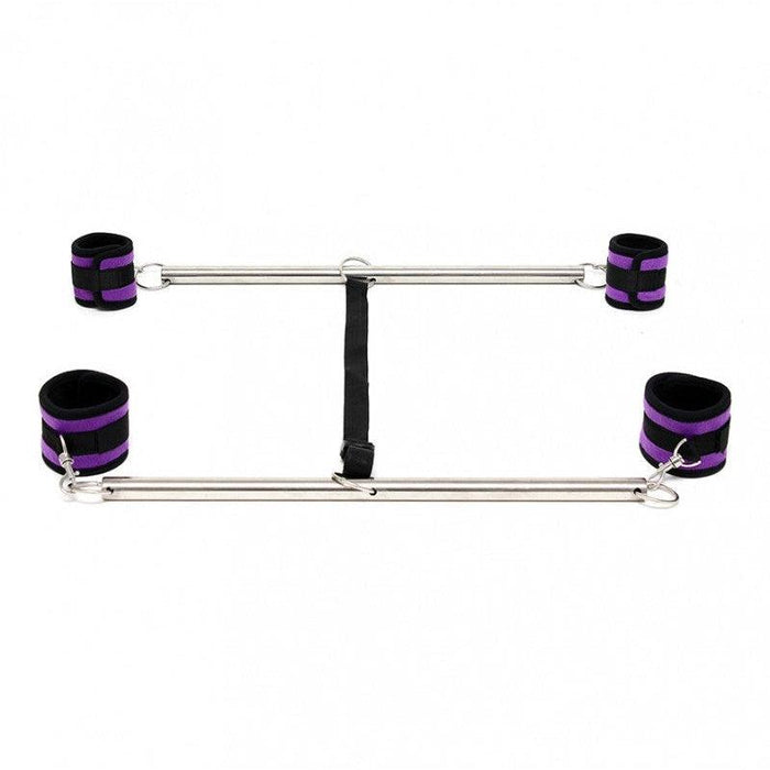 Rimba - Dubbele Spreader Bar Met Zachte Boeien - Paars/Zwart-Laced-up.nl