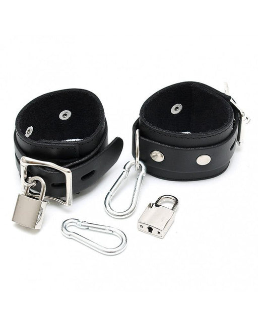 Rimba - Ankle Cuffs With Padlocks And 2 Carabiner Hooks - Laced-up.nl