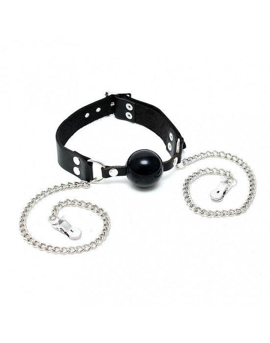 Rimba Bondage Play - Gag Met Siliconen Bal En Tepelklemmen-Laced-up.nl