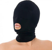 Rimba - Hood - Hoofdmasker Uit Elastische Stof Met Open Mond - Zwart-Erotiekvoordeel.nl