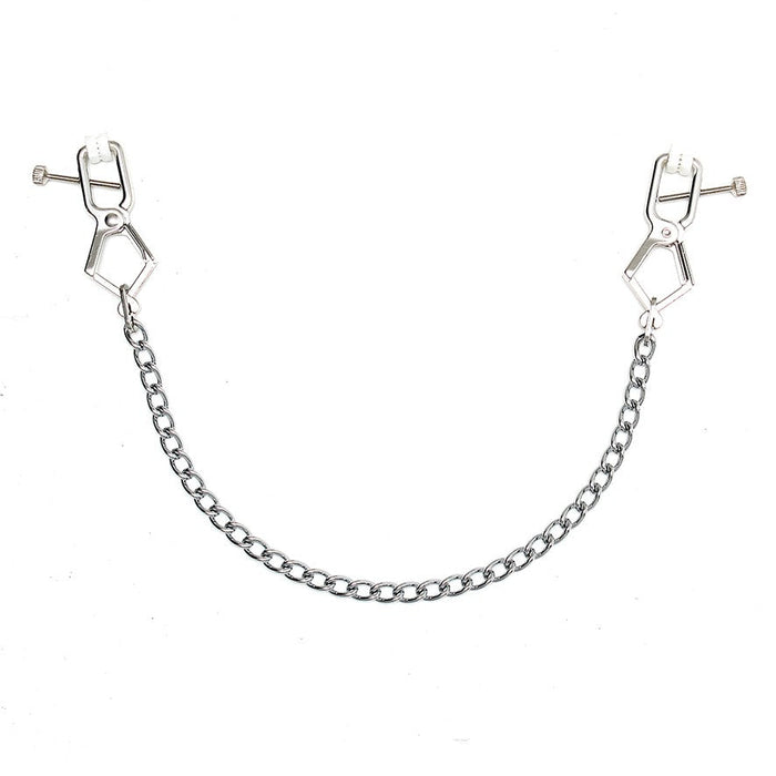 Rimba Bondage Play - Industriële Tepelklemmen Met Verstelschroef En Ketting-Laced-up.nl