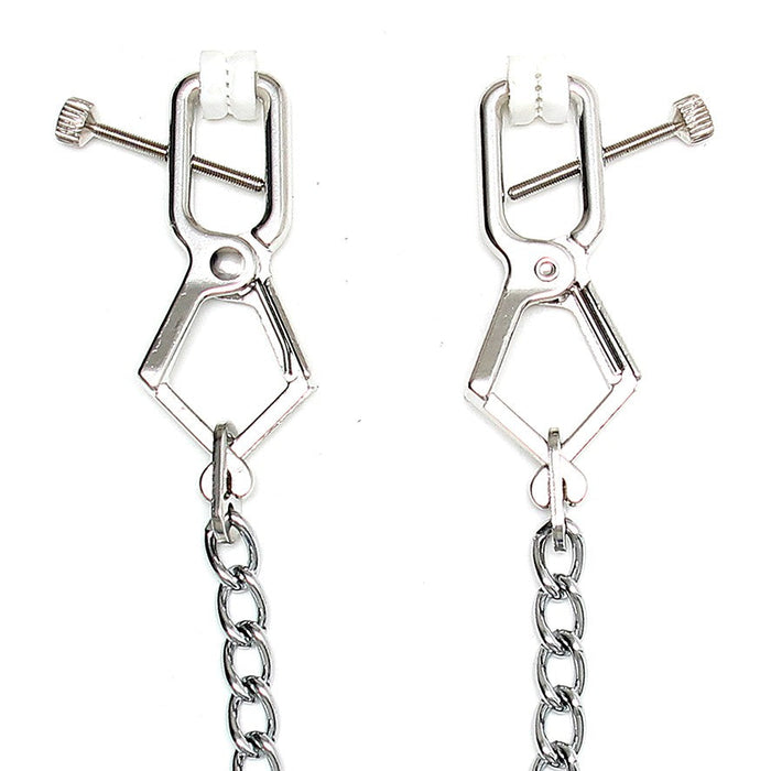 Rimba Bondage Play - Industriële Tepelklemmen Met Verstelschroef En Ketting-Laced-up.nl