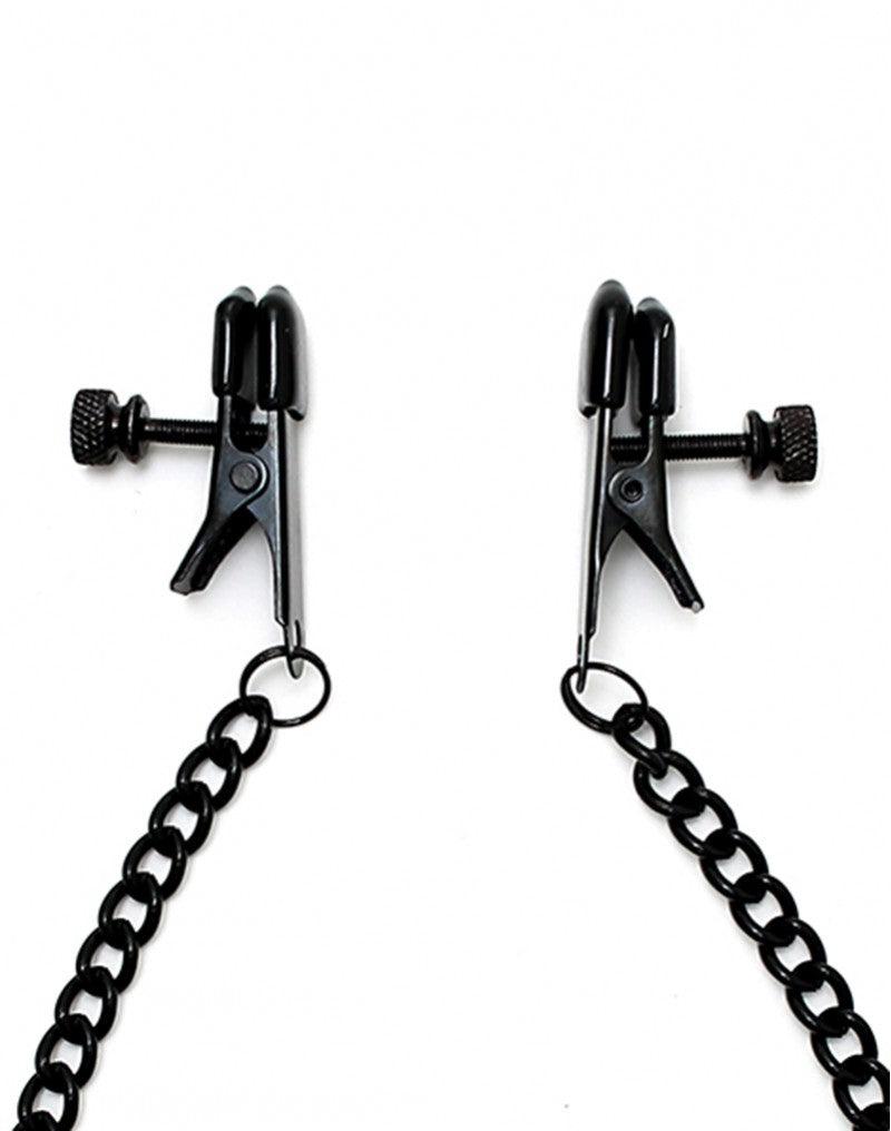 Rimba - Small Nipple Clamps With Screw Tightener And Chain - Black-Laced-up.nl