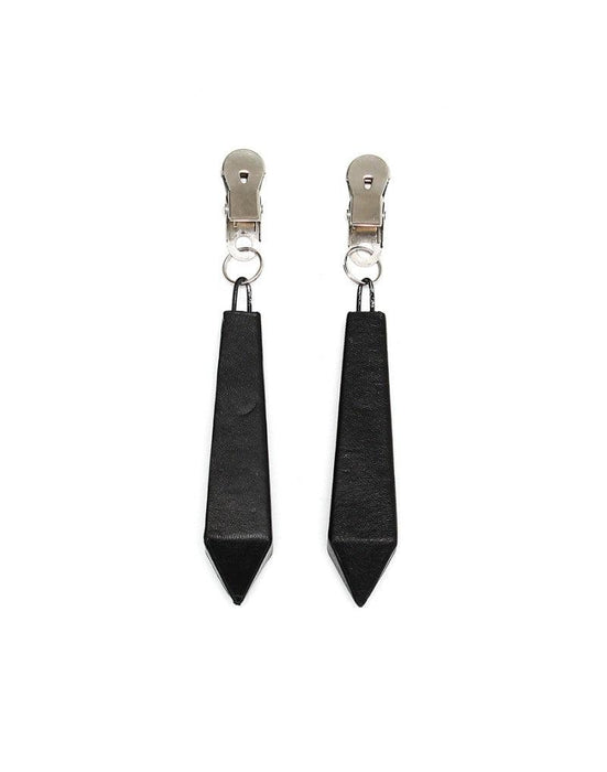 Rimba Bondage Play - Klemmen Met Zwart Leder beklede Gewichten-Laced-up.nl