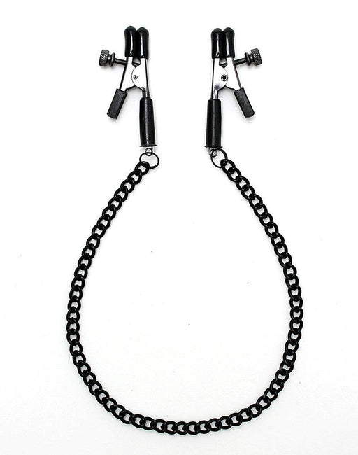 Rimba Bondage Play - Knijp Tepelklemmen Met aandraaischroef En Ketting - Zwart-Laced-up.nl