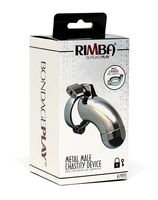 Rimba - Cage de chasteté - Cage à pénis en métal avec cadenas - Modèle fermé - Taille unique - Argent - Laced-up.nl