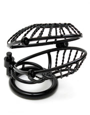 Rimba - Cage de chasteté - Cage à pénis en métal avec cadenas et deux anneaux - Noir-Laced-up.nl