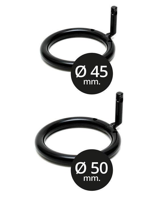 Rimba Bondage Play - Kuisheidskooi - Metalen Peniskooi Met hangslot en Twee Ringen - Zwart-Laced-up.nl