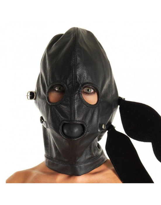 Rimba Bondage Play - Leren Masker Met afneembare gag En oogdelen-Laced-up.nl