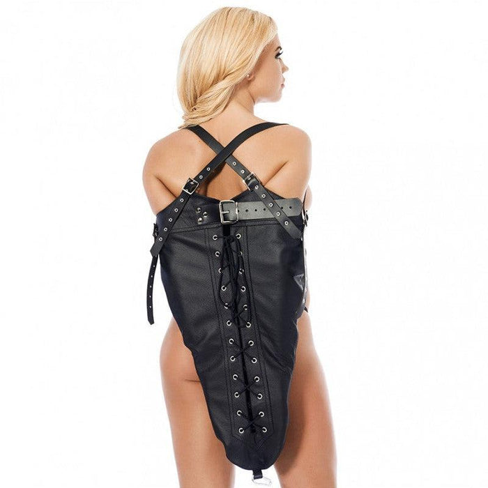 Rimba Bondage Play - Lederen Single Glove - Arm Dwangbuis-Laced-up.nl