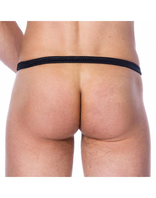 Rimba Bondage Play - Leren Slip Met verwisselbare Metalen Cockring Van 50 mm-Laced-up.nl