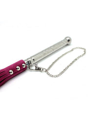 Rimba - Fouet en cuir (flogger) avec poignée métallique - Rose - Laced-up.nl