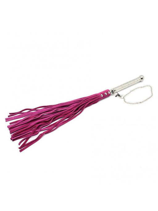 Rimba - Fouet en cuir (flogger) avec poignée métallique - Rose - Laced-up.nl