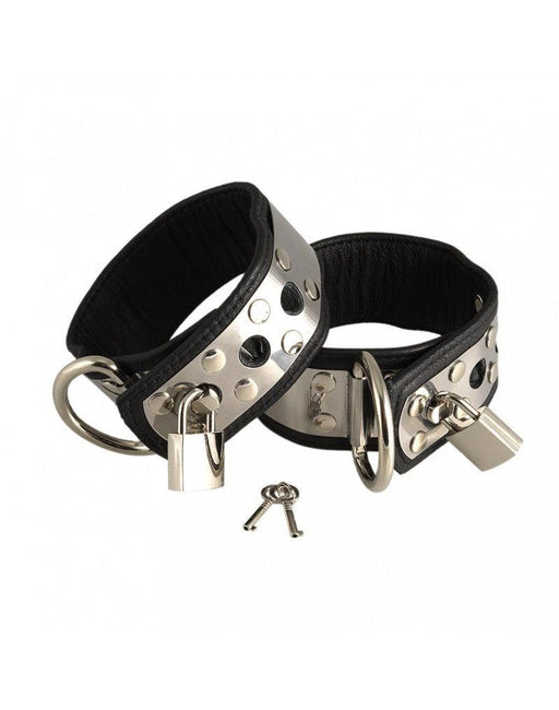 Rimba - Menottes de pied de luxe en cuir avec éléments métalliques et cadenas de luxe -Laced-up.nl