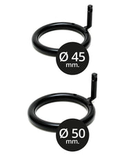 Rimba - Penis Cage - Metal Chastity Cage with Two Sizes of Rings and Padlock - Black-Laced-up.nl