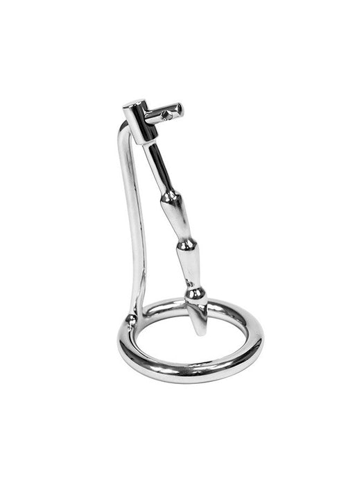 Rimba Bondage Play - Penisplug - Kuisheidskooi - Geribbelde Penis Dwangbuis Met Hangslotje - RVS-Erotiekvoordeel.nl