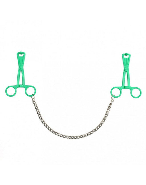 Rimba Bondage Play - Schaar Tepelklemmen Met Ketting - Groen-Laced-up.nl