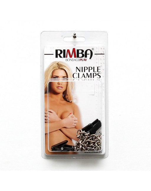 Rimba Bondage Play - Tepelklemmen Met Tandjes en Ketting - Zwart Plastic-Laced-up.nl