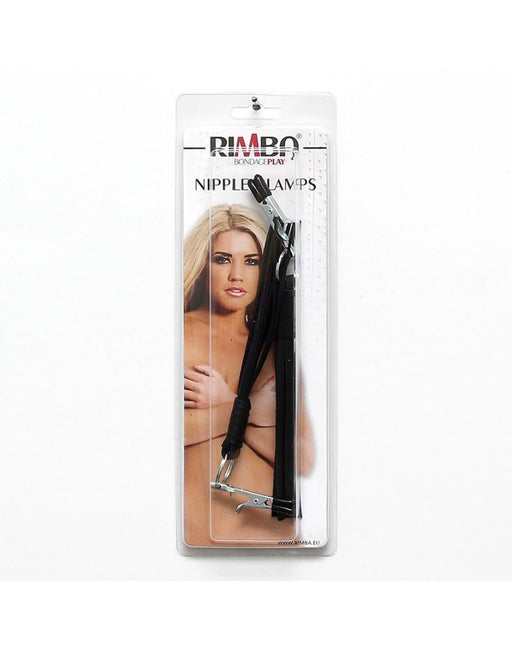 Rimba Bondage Play - Tepelklemmen Met Zwart Lederen Kwastje/Zweepje-Laced-up.nl