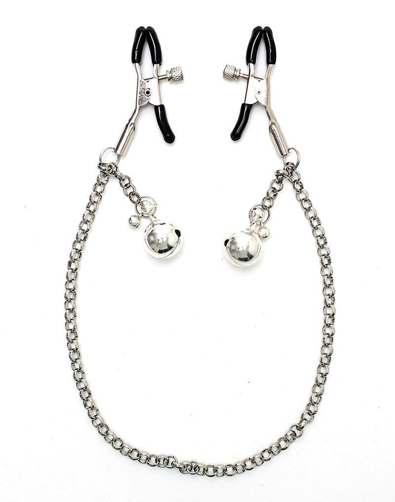Rimba Bondage Play - Tepelklemmen Met belletjes En Ketting - Zilver-Laced-up.nl