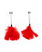 Rimba Bondage Play - Verstelbare Pincet Tepelklemmen Met Veertjes - Rood-Laced-up.nl