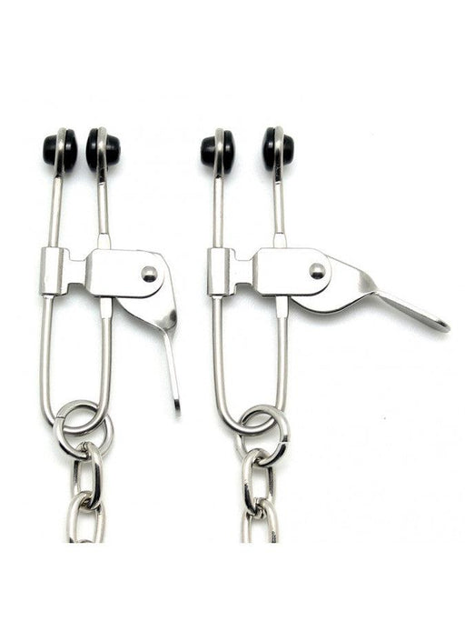 Rimba Bondage Play - Verstelbare Tepelklemmen Met Ketting En Hefboomklemmen-Laced-up.nl