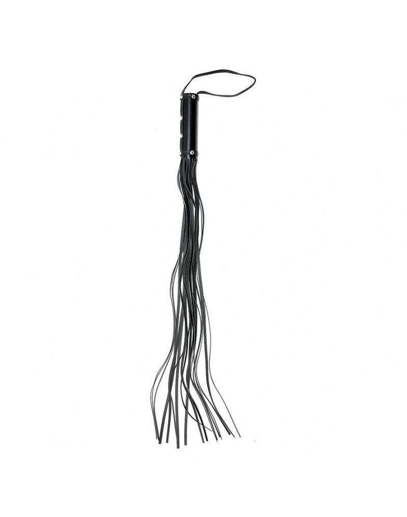 Rimba - Zweep - Flogger - 19 strengen En kort Handvat - Leer - Zwart-Laced-up.nl