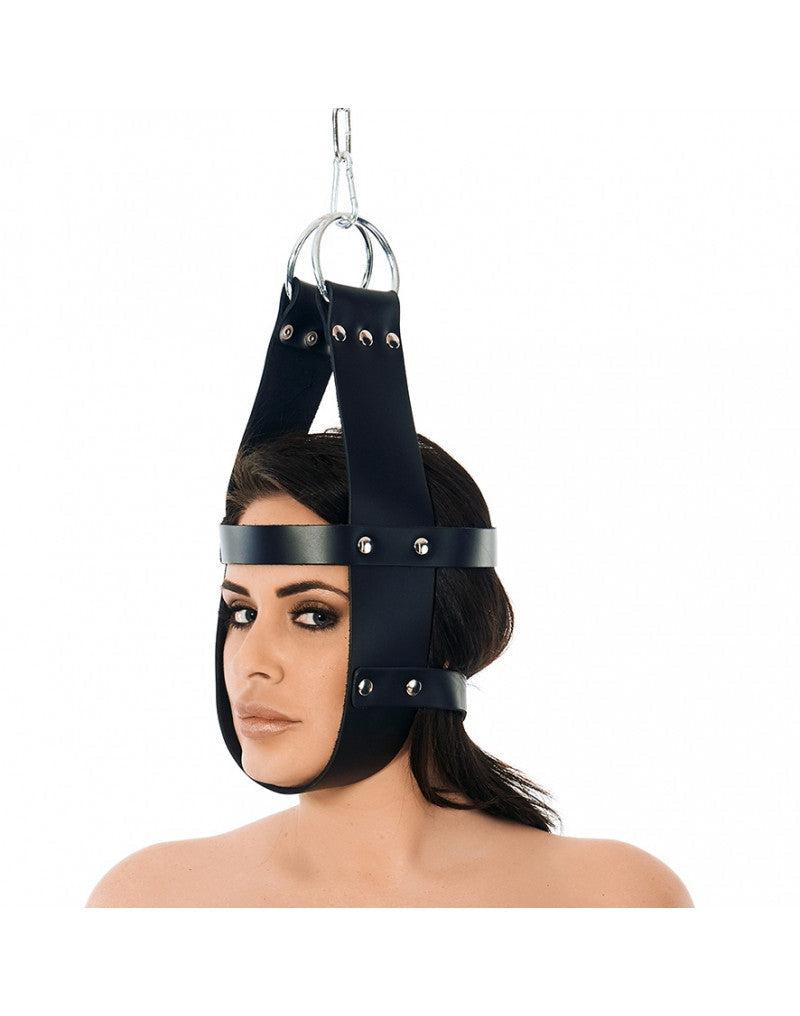 Rimba - Bondage Suspension Masker Met Ringen En Kinband - Zwart-Erotiekvoordeel.nl