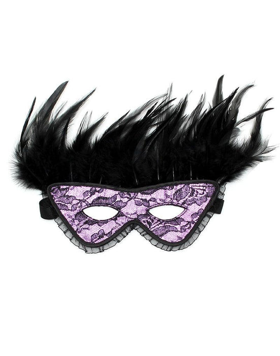 Rimba - Burlesque Masker Met Veren - Zwart/Paars-Laced-up.nl