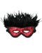 Rimba - Burlesque Masker Met Veren - Zwart/Rood-Laced-up.nl