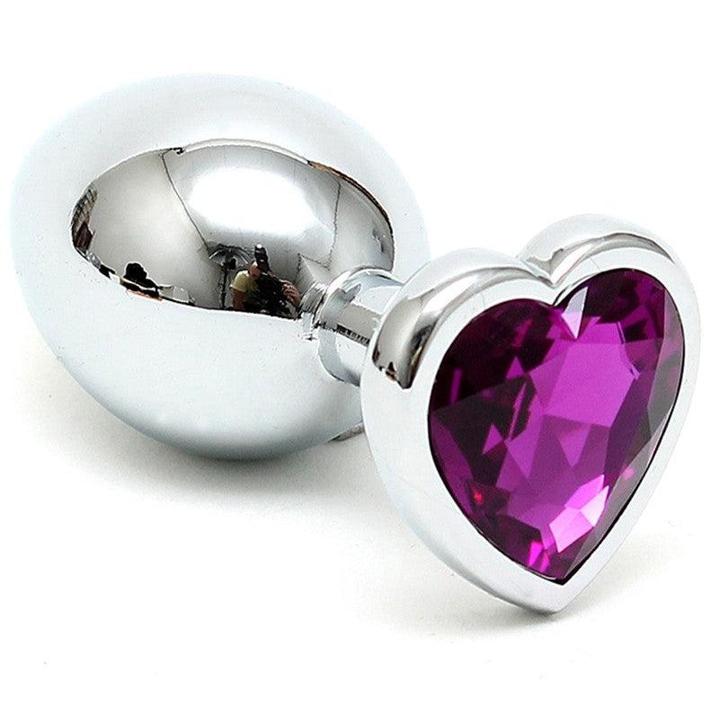 Rimba - Buttplug Small Met Kristal In hartvorm - Paars-Erotiekvoordeel.nl