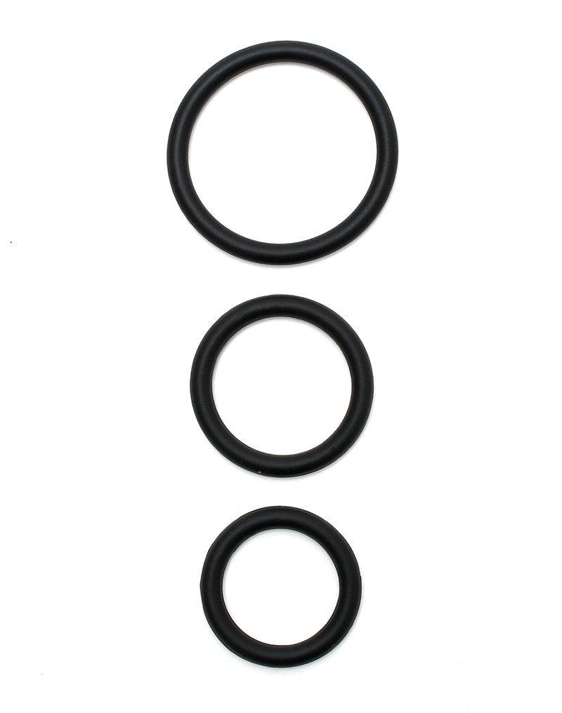 Rimba - Flexibele Siliconen Cockringen Set Ø 30, 40 En 50 mm - Zwart-Laced-up.nl