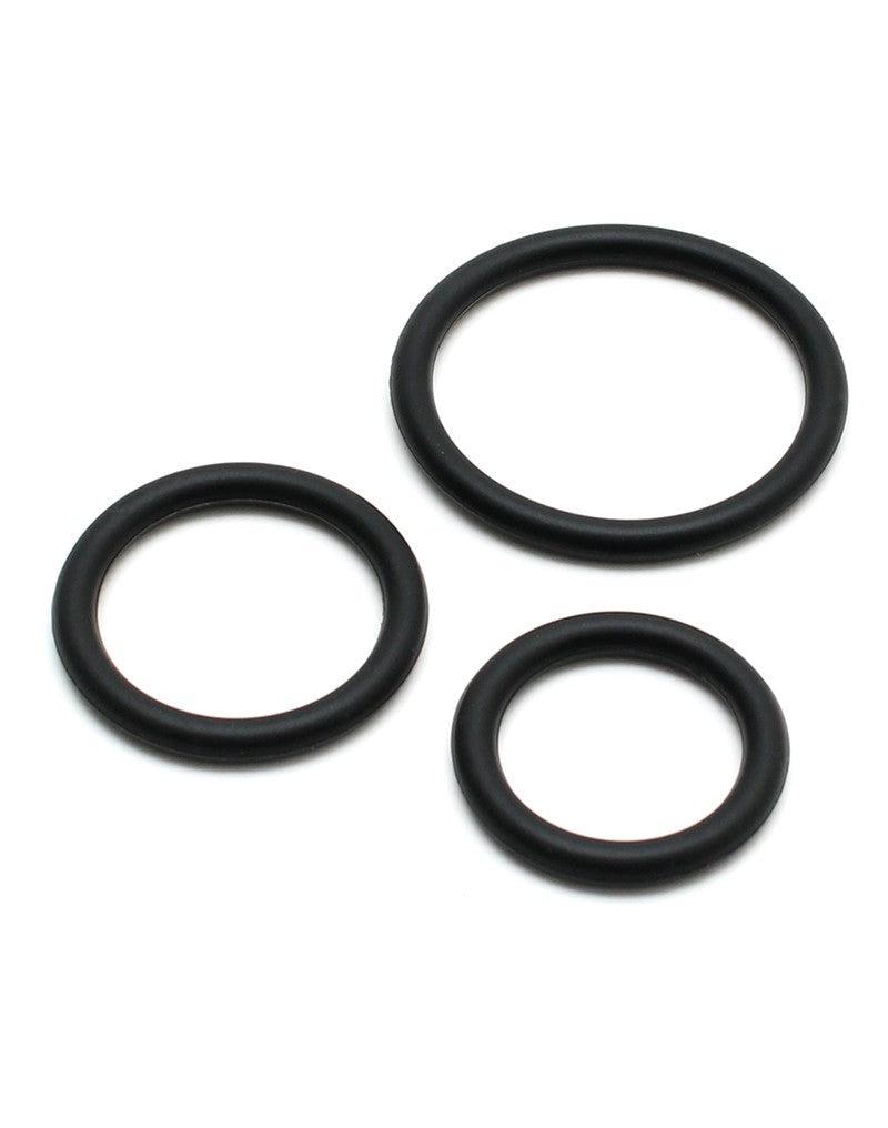 Rimba - Flexibele Siliconen Cockringen Set Ø 30, 40 En 50 mm - Zwart-Laced-up.nl