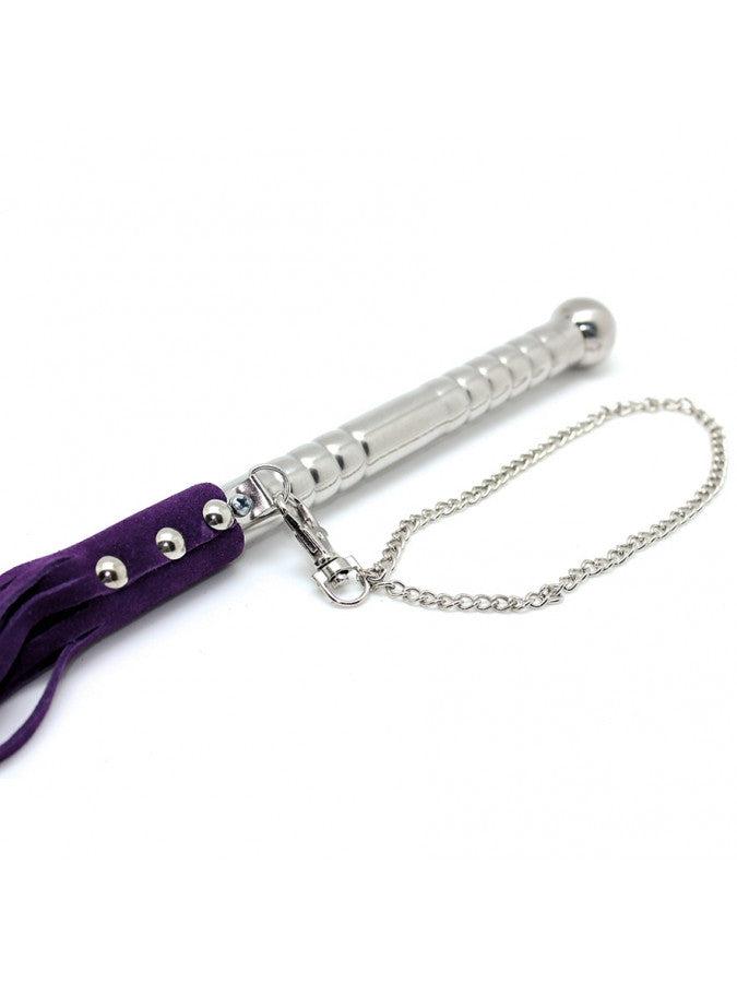 Rimba - Flogger - Suede Stroken - Zweep Met Metalen Handvat - Paars-Erotiekvoordeel.nl