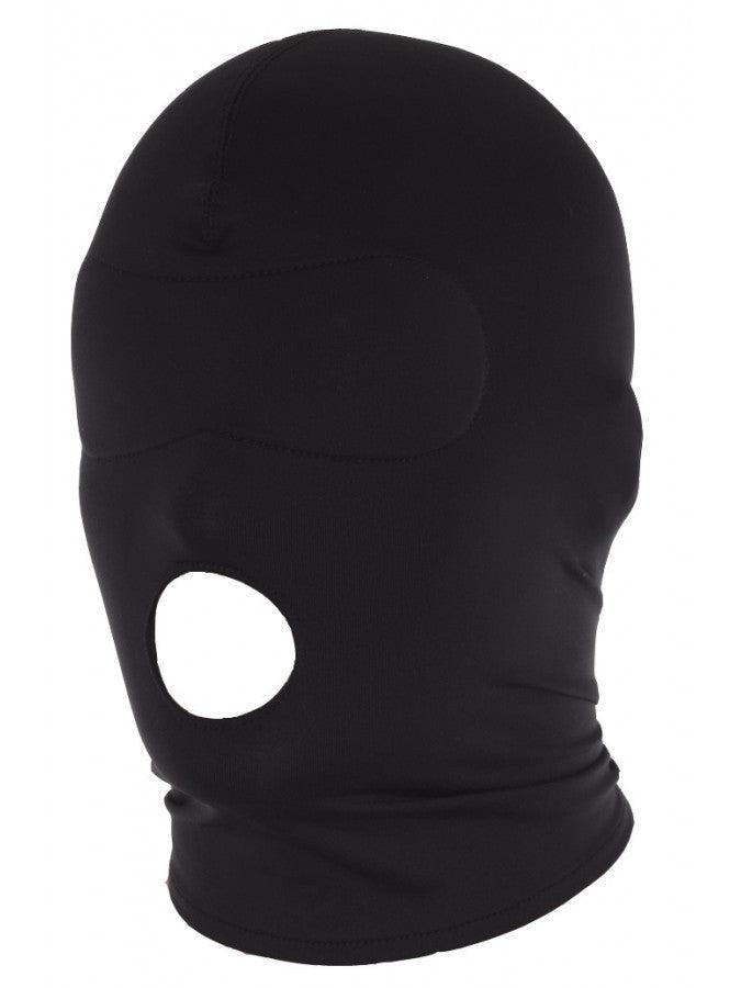 Rimba - Hood - Hoofdmasker Uit Elastische Stof Met Open Mond - Zwart-Erotiekvoordeel.nl