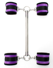 Rimba - Short Metal Spreader Bar with Four Detachable Cuffs - Black/Purple-Laced-up.nl