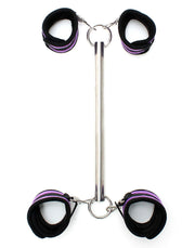 Rimba - Short Metal Spreader Bar with Four Detachable Cuffs - Black/Purple-Laced-up.nl