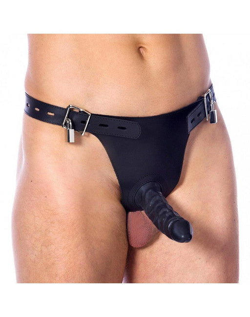 Rimba - Kuisheidsgordel Heren Met Penis Pouch en 2 hangsloten - Zwart-Laced-up.nl