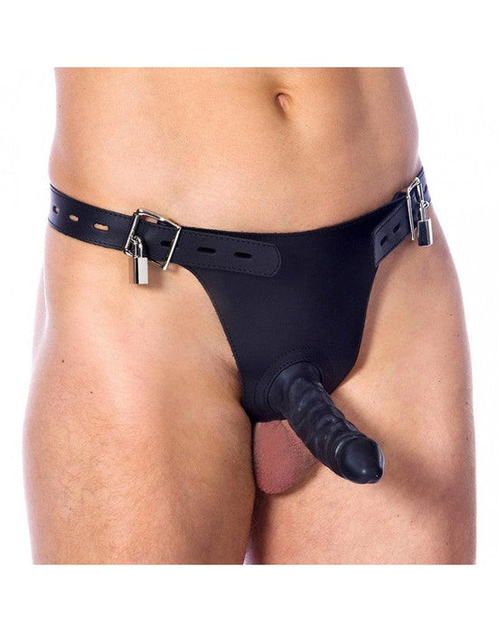 Rimba - Kuisheidsgordel Heren Met Penis Pouch en 2 hangsloten - Zwart-Laced-up.nl