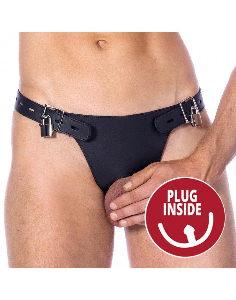 Rimba - Men’s Chastity Belt with Anal Dildo - Black - Laced-up.nl