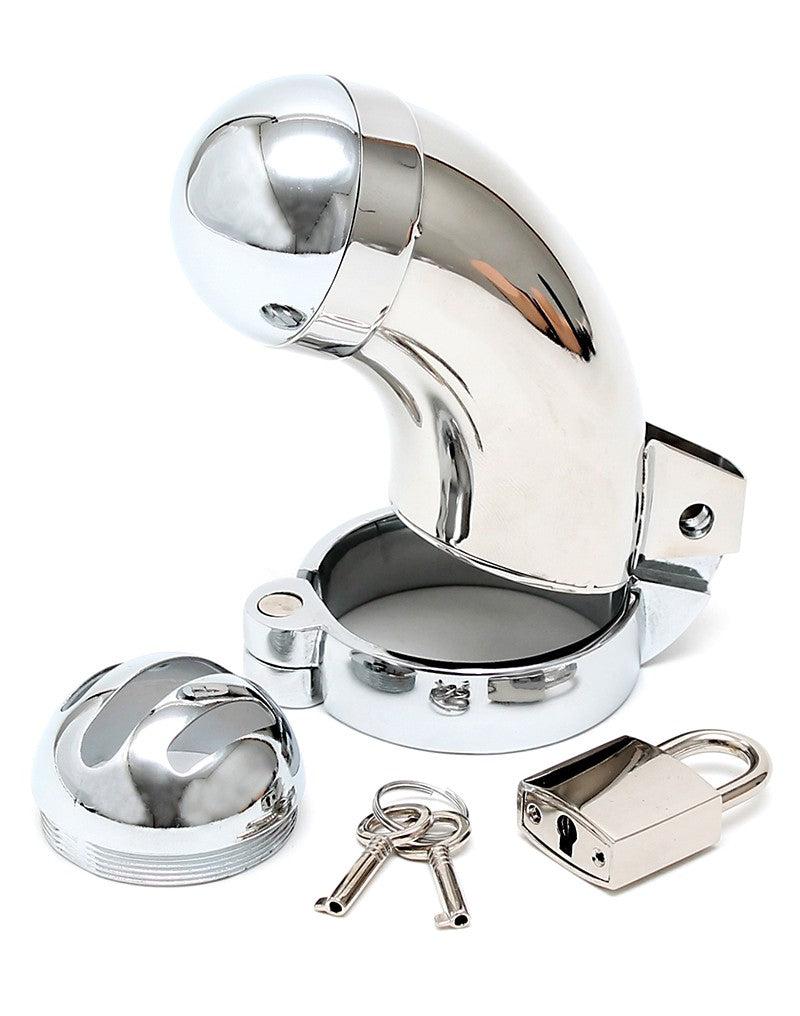 Rimba - Kuisheidskooi - Metalen Peniskooi Met Hangslot - Gesloten model - One Size - Zilver-Erotiekvoordeel.nl