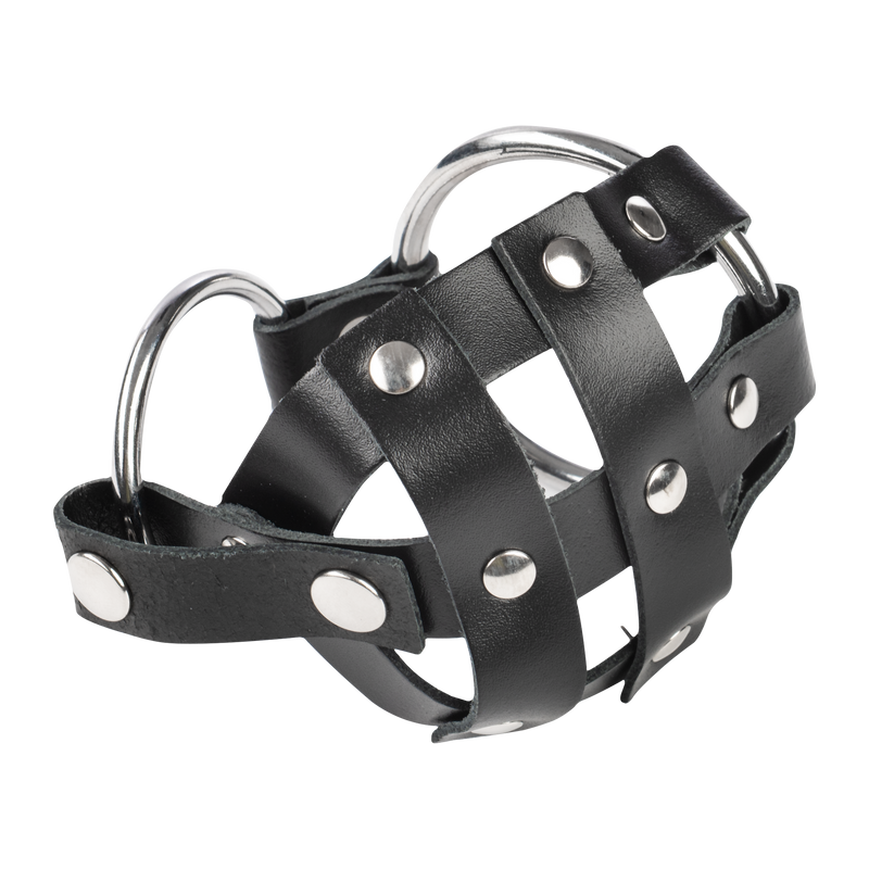 Rimba - Leather Scrotum Cage with Sharp Nails - Black-Laced-up.nl
