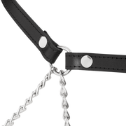 Rimba - Lederen Bondage Harnas met Metalen Kettingen - Zwart & Zilver-Erotiekvoordeel.nl