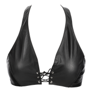 Rimba - Lederen Bustier met Vetersluiting - Zwart-Erotiekvoordeel.nl
