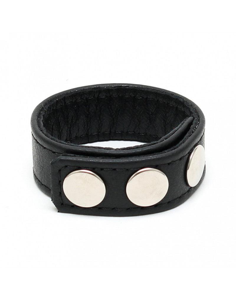 Rimba - Leather Cock Ring with Snap Buttons-Laced-up.nl