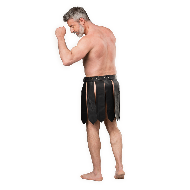Rimba - Lederen Gladiator Herenrok - Zwart-Erotiekvoordeel.nl